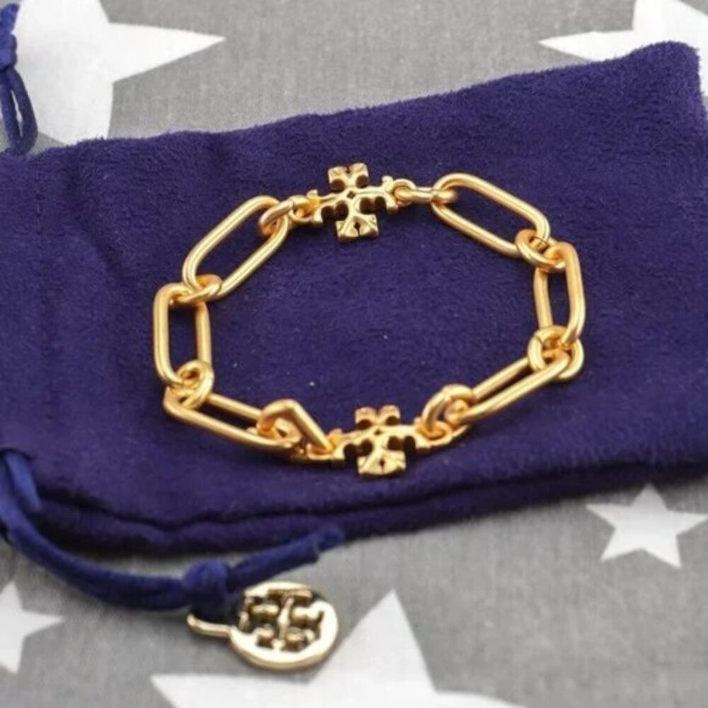 Tory Burch Roxanne Chain Bracelet in Tory Gold (Brand New)